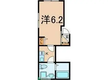 べルサージュ堀切(1K/2階)の間取り写真