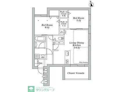 登戸メゾン東棟(2LDK/2階)の間取り写真