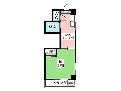 高砂マンション(1DK/2階)の間取り写真