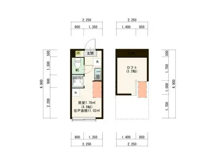 馬込レジデンス(ワンルーム/1階)の間取り写真