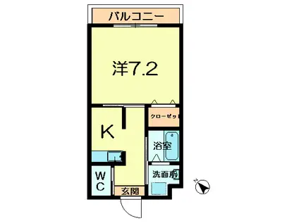 グランリーオ富雄(1K/3階)の間取り写真