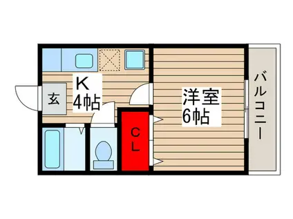 オレンジヒル(1K/2階)の間取り写真