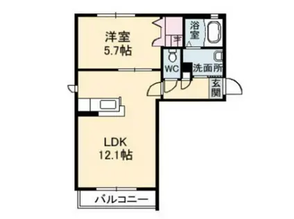 シルキーステージI・S I棟(1LDK/2階)の間取り写真