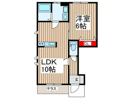 MAISON MARUYAMADAI B棟(1LDK/1階)の間取り写真