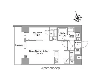 コンフォリア・リヴ八丁堀(1LDK/5階)の間取り写真