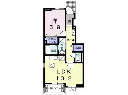 グリーンハウスシャイニー(1LDK/1階)の間取り写真