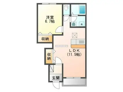 トライアンフA(1LDK/1階)の間取り写真