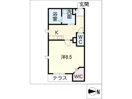 エスコートスクエア(1K/1階)の間取り写真