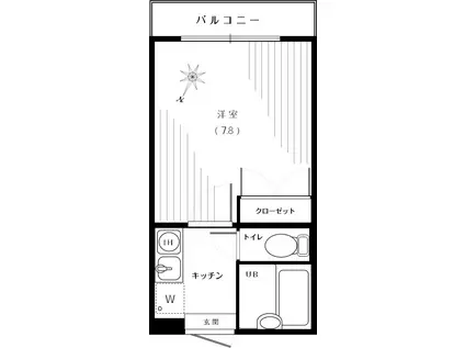 グランツ鎌田(1K/2階)の間取り写真