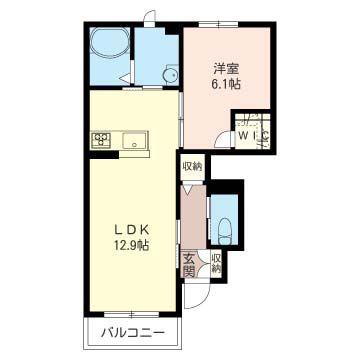 レフィナードB(1LDK/1階)の間取り写真