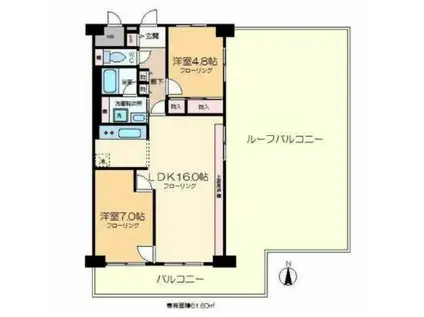 ニューライフマンション木場(2LDK/10階)の間取り写真