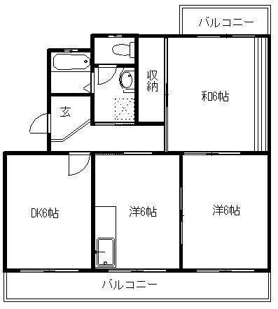 プライムハイツA(3DK/4階)の間取り写真