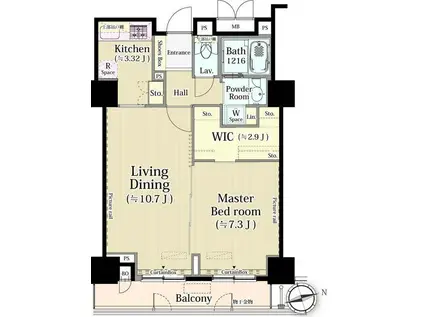 パークアヴェニュー神南(1LDK/4階)の間取り写真