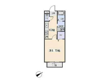 セジュール碧G(1K/1階)の間取り写真