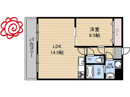 比枝コーポラス上町II(1LDK/5階)の間取り写真