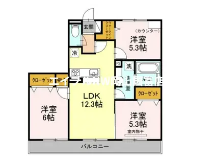 イル ヴィラージュ A棟(3LDK/2階)の間取り写真