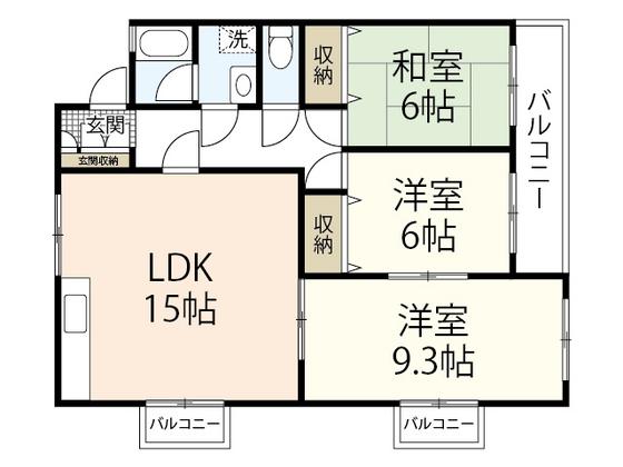 フラグラント緑井(3LDK/4階)の間取り写真