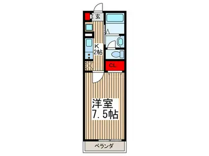 フィオーレ(1K/1階)の間取り写真