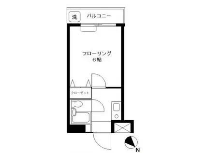 ロアジス上原(1K/1階)の間取り写真