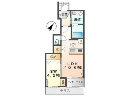 APGヴィラ徳倉B(1LDK/1階)の間取り写真