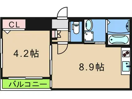 AIA難波南(1LDK/4階)の間取り写真