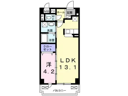 パークサイド宝塚(1LDK/3階)の間取り写真