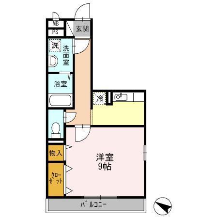 グラッサ新広(1K/1階)の間取り写真