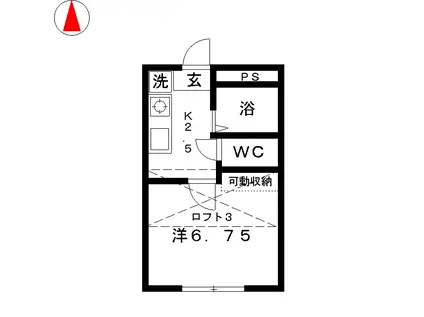 DREAM SOUND(1K/2階)の間取り写真