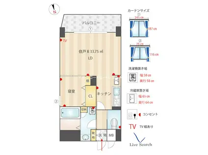 ヴィラハイネス舞鶴(1LDK/5階)の間取り写真