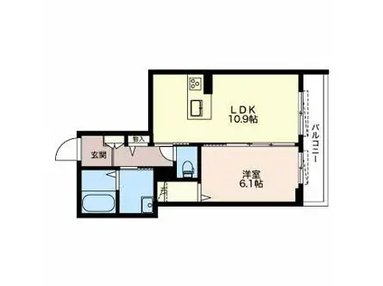 BLANC NOIR 白壁(1LDK/2階)の間取り写真