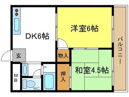 グランドハイム(2DK/2階)の間取り写真