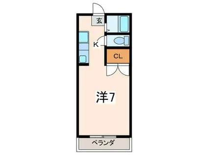 ベルグリーン36C(1K/1階)の間取り写真
