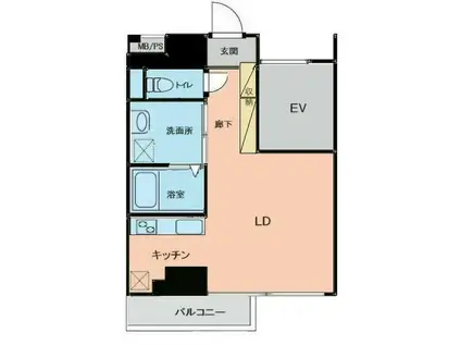 クオン山手(ワンルーム/3階)の間取り写真