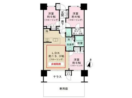 パークホームズ六本松フォレストクロス(3LDK/1階)の間取り写真