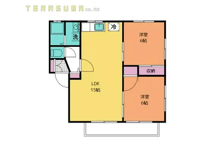 コーポたつかわ(2LDK/1階)の間取り写真