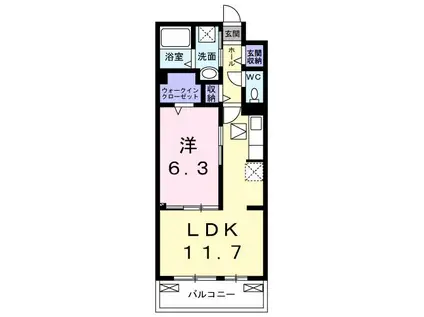 サードコート(1LDK/1階)の間取り写真