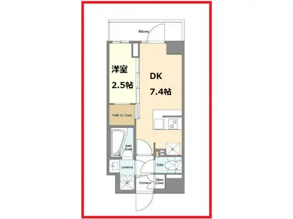 ラドゥセール志茂(1DK/2階)の間取り写真