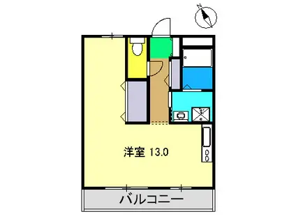 コーポリベールA棟(ワンルーム/2階)の間取り写真