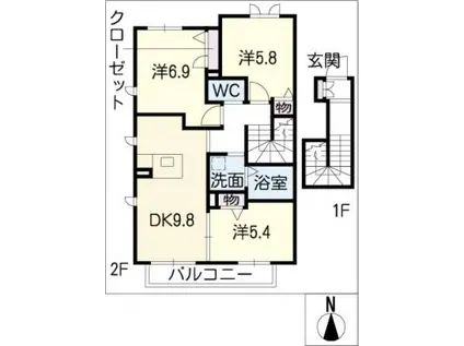 メゾン ジュイエ(3DK/2階)の間取り写真