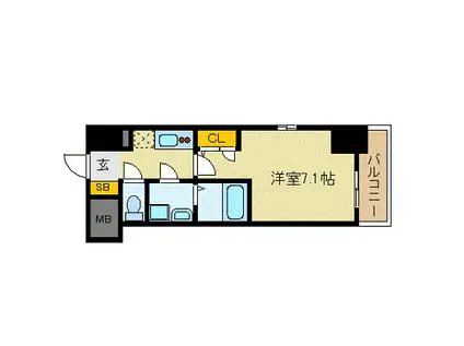 エスリード難波ステーションプラザ(1K/5階)の間取り写真