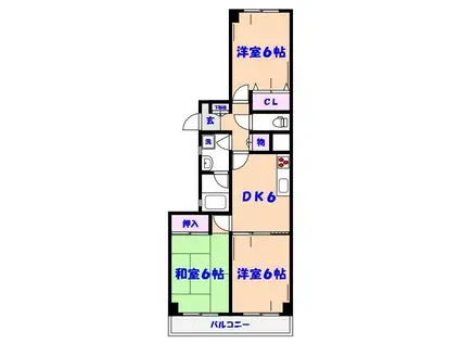 エリントンヒル東船橋(3DK/3階)の間取り写真