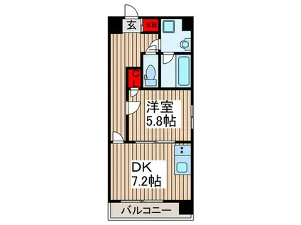 ロイヤルパーク日進(1DK/4階)の間取り写真