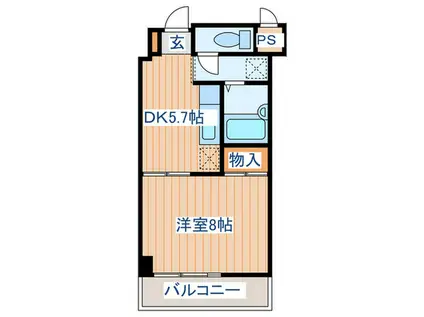 YSKコーポ卸町(1DK/10階)の間取り写真