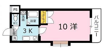 ヴェルドミール(1K/2階)の間取り写真