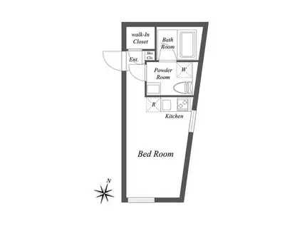 パセオ三軒茶屋イースト ウエスト(ワンルーム/2階)の間取り写真