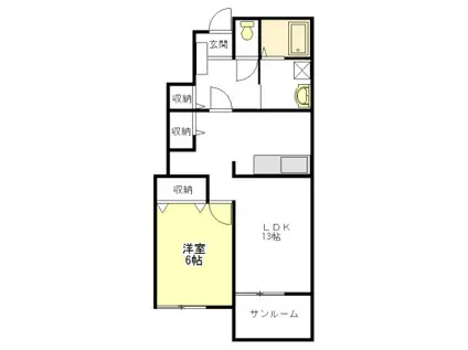 ランドマーク0826 II・III(1LDK/1階)の間取り写真
