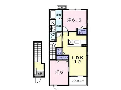 エレガントヒルズ(2LDK/2階)の間取り写真