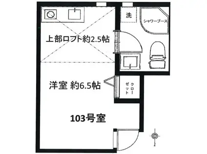 フロンティアヒルズ北千住(ワンルーム/1階)の間取り写真