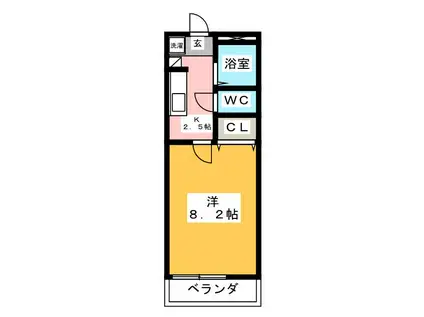 ディアスMS(1K/2階)の間取り写真