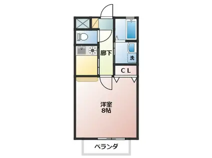 ユトリロ柱九番町2(1K/2階)の間取り写真